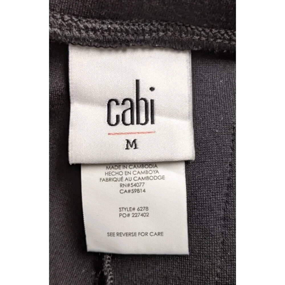 Cabi #6278 Fleggings Black Flared Leg Split Hem Ponte Knit Pull-On Pant SZ M